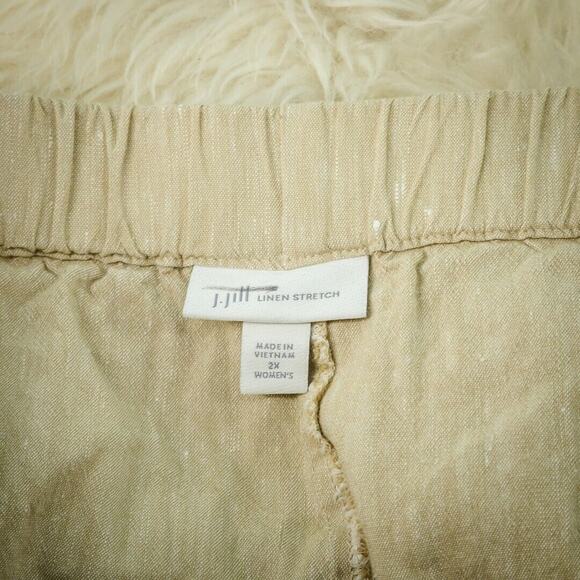 J. Jill Plus Size 2X Tan Linen Stretch Pull On Waist Crop Cropped Vacation Pants - Picture 4 of 8